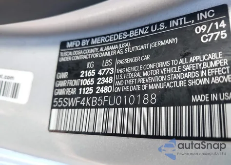 2015 Mercedes-Benz C 300 Sport 4Matic из США, поврежденный, VIN 55SWF4KB5FU010188